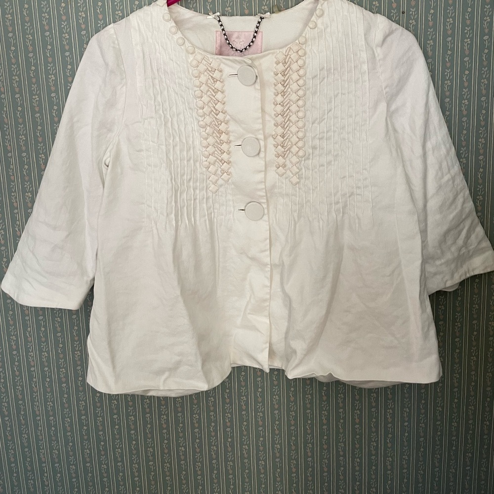 Rebecca Taylor white beaded blazer